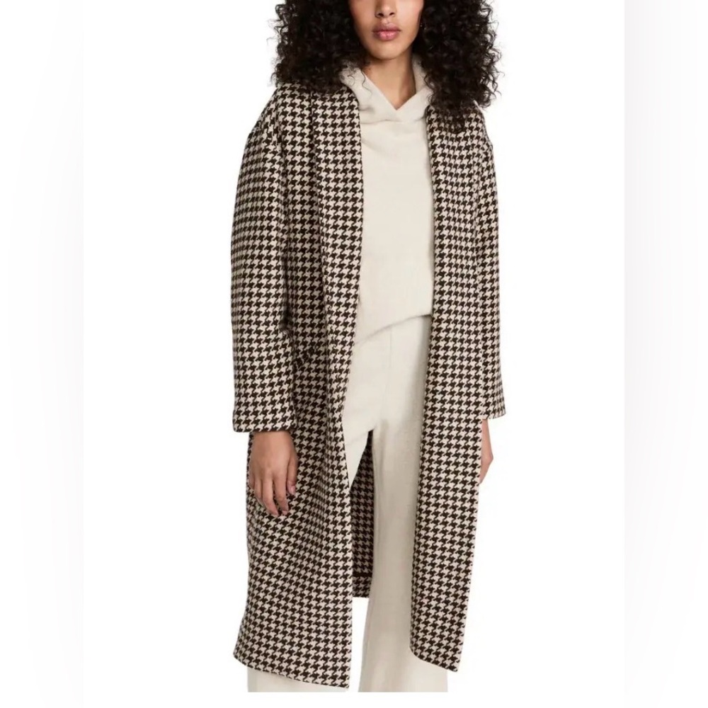 Nili Lotan Houndstooth Coatigan in Black and‎ Cream